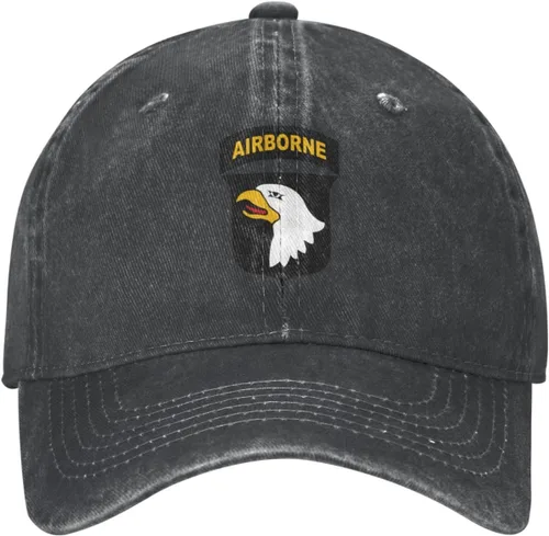 Vista 2 de US 101st Airborne Division Patch Pattern Printing Gorra de béisbol para hombres Mujeres Sombrero de papá Gorra ajustable Negro