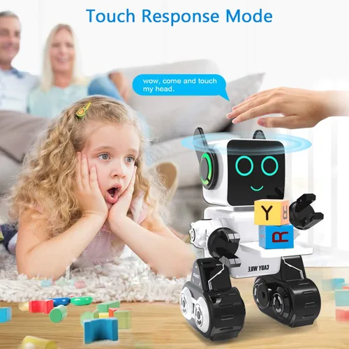 Vista 4 de okk Robot de juguete para niños, robots RC inteligentes para niños con control táctil y de sonido, robótica inteligente programable, juguete robot