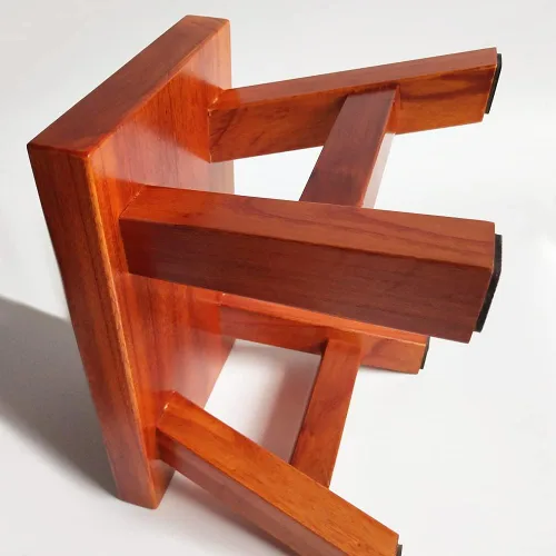 Vista 2 de Taburete resistente de madera maciza, pequeño para niños y adultos, soporte para plantas, taburete de pesca (marrón)