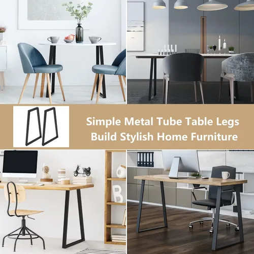 Vista 12 de Patas de mesa de metal de 28 pulgadas, patas de escritorio trapezoidales