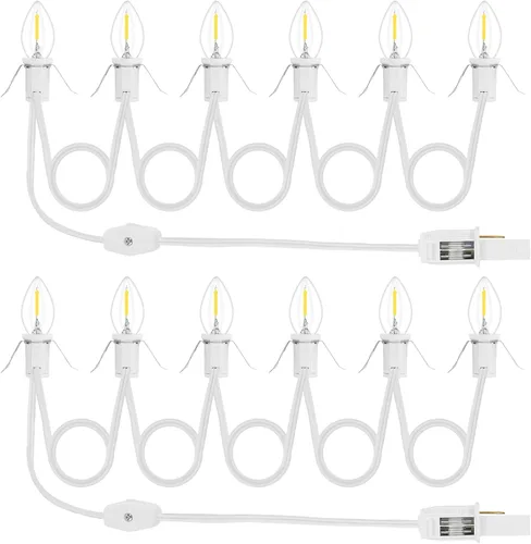 Vista 22 de Paquete de 1 cable de accesorio con 3 bombillas LED y toma de corriente de luz de pueblo de Navidad, cable de luz de molde de soplado de 7.4 pies