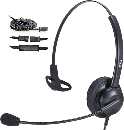 Vista 8 de MKJ Auriculares para teléfonos Cisco Dual Ear Landline Headset con micrófono de cancelación de ruido para teléfono Cisco CP-7821 7841 7941G 7942G