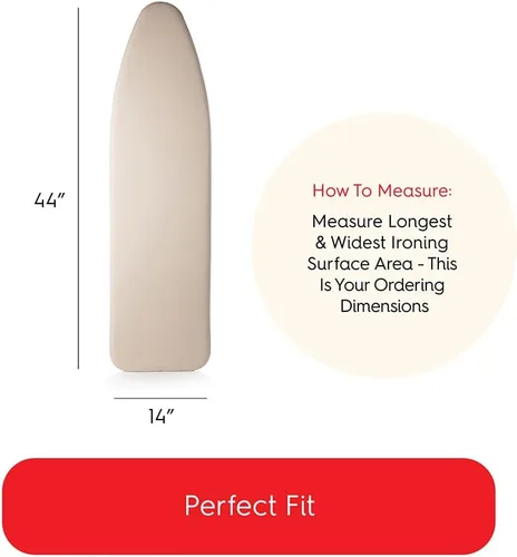Vista 2 de TIVIT Funda para tabla de planchar de 14 x 44 pulgadas, estándar, sin químicos, ecológica, sin blanquear, almohadilla de algodón natural y lana sin