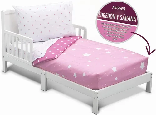 Vista 7 de Delta Children Juego de ropa de cama de 4 piezas para niñas – Edredón reversible 2 en 1 – Incluye edredón ajustable para mantener a los más pequeños