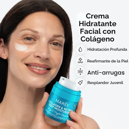 Vista 2 de MAREE Crema hidratante facial con retinol para la cara – Crema diaria de arrugas para mujeres – Crema facial antienvejecimiento – Hidratante facial