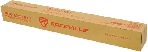 Vista 8 de Rockville Wired Pro Mic Kit 1 - Micrófono de metal de gama alta+soporte para micrófono+bolsa de transporte+cable, negro M-56 Neodymium Dynamic