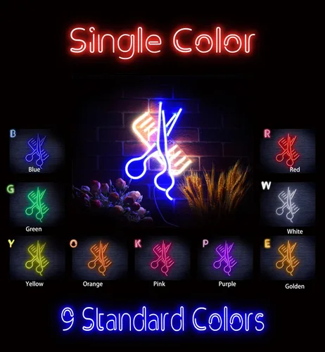 Vista 2 de AdvPro Comb & Scissors Flex Silicone LED Neon Sign - Azul - st16s32-fnu0363-b