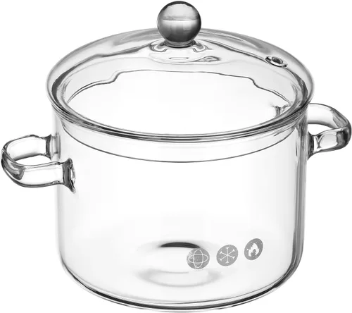 Vista 10 de Yardwe Olla de vidrio, 1.4 cuartos de galón resistente al calor para estufa, utensilios de cocina de vidrio transparente para popurrí, pasta