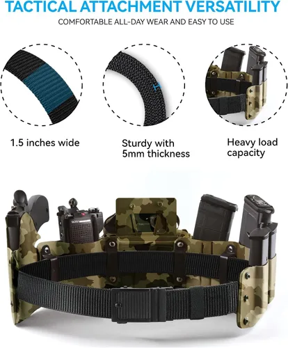 Vista 3 de YOETEY Ratchet Tactical Belt for Men - 1.5" Military Nylon Web Belts for Heavy Duty Work - Slide Buckle Fit Pants