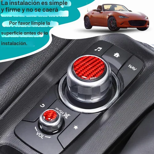 Vista 7 de Adhesivo de fibra de carbono suave para coche, multimedia, botón adhesivo compatible con Mazda MX-5 2016-2020, accesorios de protección