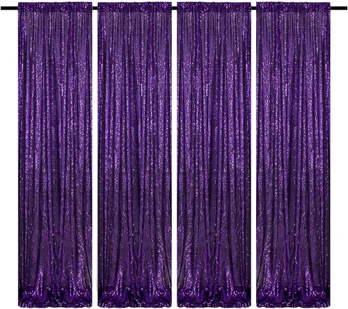 Vista 40 de Cortinas de Fondo de Lentejuelas Negras Cortinas Brillantes con Purpurina 2FTx8FT 2 Paneles para Decoraciones de Bodas Fiestas de Cumpleaños