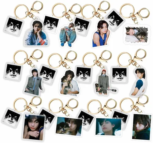 Vista 3 de Kpop 2023 Kim Tae Hyung Solo Álbum Layover Llavero Acrílico Llavero V Llavero Colgante Bolsa Accesorios Decoración Regalo para Fans