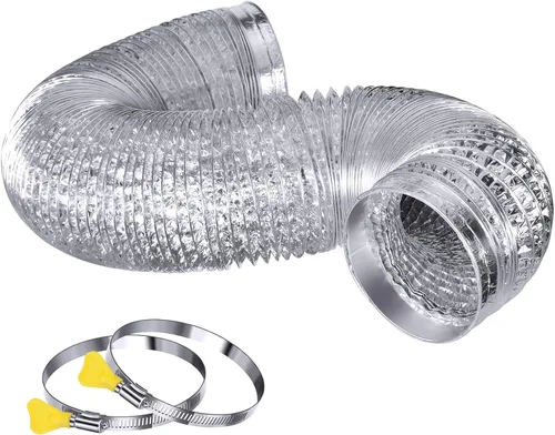 Vista 8 de Manguera de ducto de ventilación de secadora flexible de 4" de servicio pesado para espacio reducido de 3 pies, kit de ductos de papel de aluminio