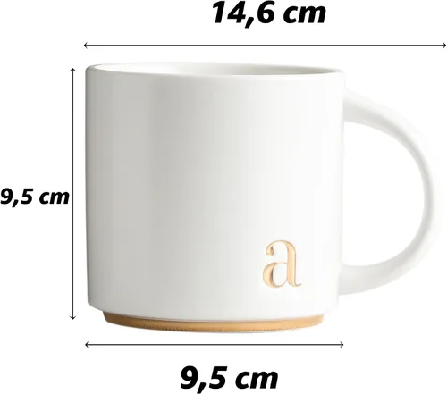 Vista 3 de COLLECTIVE HOME - Tazas de cerámica con monograma, tazas de café con inicial dorada de 15 onzas, elegantes tazas de té del alfabeto, elegante taza p
