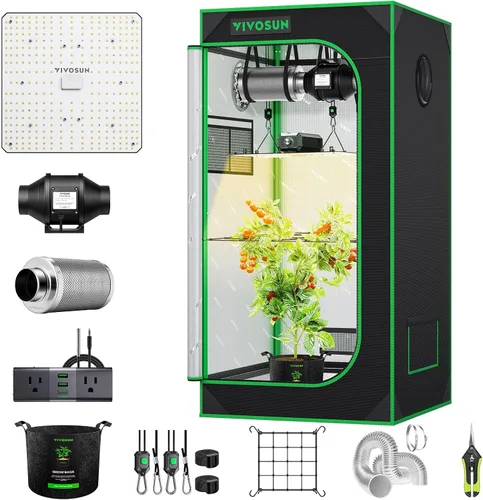 Vista 8 de VIVOSUN Kit de tienda de cultivo 2x4, sistema completo de cultivo controlado por WiFi con luz LED de espectro completo, ventilación automática