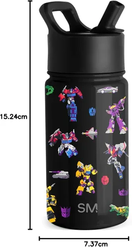 Vista 107 de Simple Modern DC Comics Batman - Botella de agua para niños con tapa con pajilla, vaso aislado de acero inoxidable de 14 onzas para niños, vaso a
