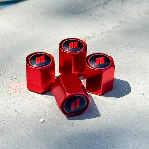 Vista 2 de TACTILIAN Tapones de vástago de válvula de neumático rojos para válvula de neumático Dodge, paquete de 4 Tapones de válvula de neumático