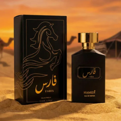 Vista 4 de Hamidi Faris Eau de Parfum, fragancia de lujo negro y dorado, 3.4 fl oz, 3.4 fl oz