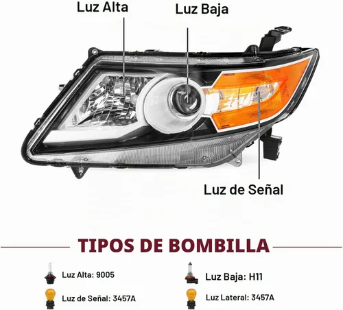 Vista 2 de JSBOYAT Conjunto de faros delanteros de repuesto para Honda Odyssey 2011-2017, estilo OE, carcasa negra, con reflector ámbar (L+R) Faros
