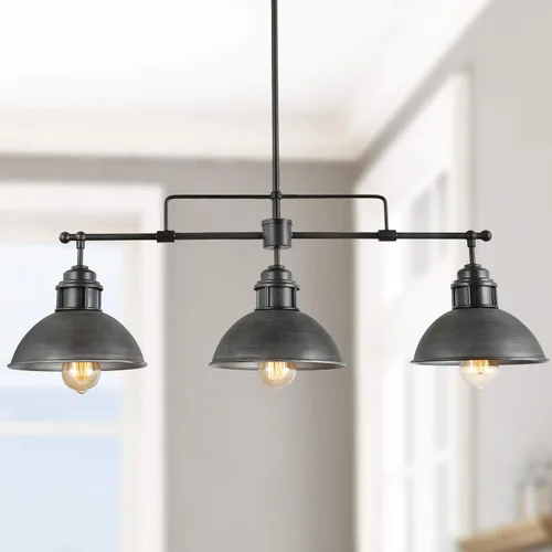 Vista 8 de LOG BARN Candelabros para comedor, iluminación industrial de isla de cocina de 3 luces, lámpara colgante de mesa de billar estilo granja de 35.7