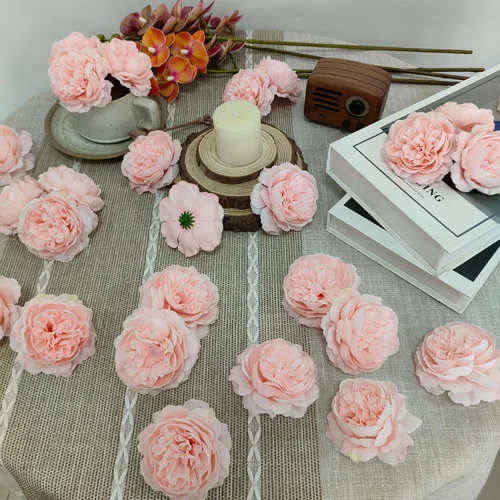Vista 3 de 40 Piezas Cabezas de Flores Falsas de 3.3'' para Manualidades, Cabezas de Rosas Flores Artificiales, Cabezas de Rosas de Seda a Granel, Cabezas