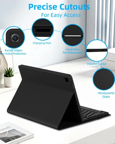 Vista 3 de Funda EAMPANG con teclado ratón para Samsung Galaxy Tab A9 Plus de 11 pulgadas (SM-X210/X215/X216/X218), teclado magnético desmontable USB-C