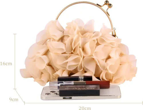 Vista 3 de Lanpet Bolsos de mano florales para mujer, bolso de noche de flores de satén, bolsos de fiesta de graduación