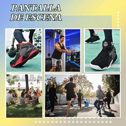 Vista 6 de CJSPORX Zapatos de baloncesto para hombre, transpirables, antideslizantes, para correr Blanco y negro-3