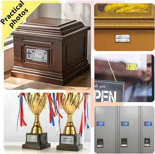 Vista 4 de Placa de nombre personalizada grabada con respaldo adhesivo, placa personalizada de acero inoxidable de 3 x 1.5 pulgadas, etiqueta de nombre