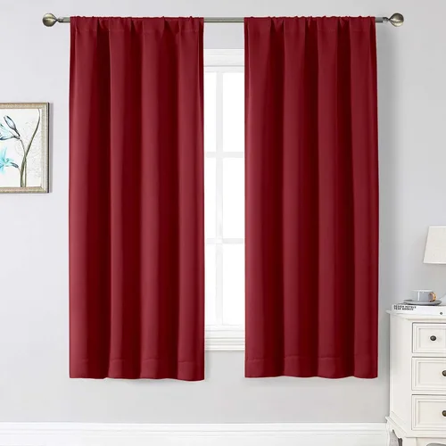 Vista 219 de Cortinas opacas para dormitorio, sala de estar, juego de 2 paneles de 54 pulgadas de largo, cortinas de oscurecimiento de habitación con aislamiento