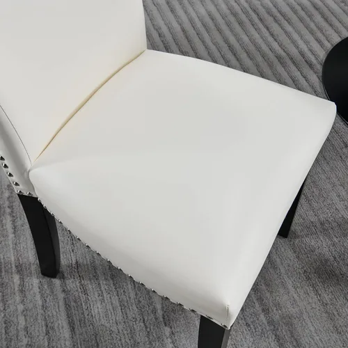 Vista 7 de Juego de 6 sillas de comedor de poliuretano, juego de sillas de Marfil