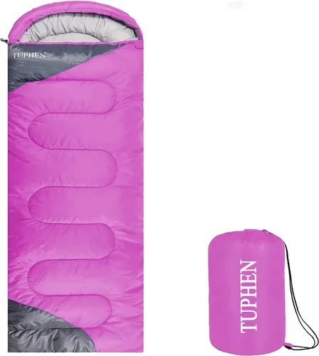 Vista 10 de tuphen - Sacos de dormir para adultos, niños, niñas, mochileros, senderismo, camping, forro de microfibra, clima frío y cálido, 4 estaciones, uso