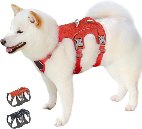 Vista 7 de Arnés para perro a prueba de escapes con asa, chaleco reflectante sin tirones, arnés ligero de cuerpo completo para mascotas, ajustable para perros