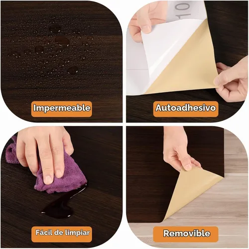 Vista 9 de Wallercity Deed - Papel de contacto de grano de madera marrón para encimeras, papel tapiz de madera para despegar y pegar para baño, cocina, vinilo