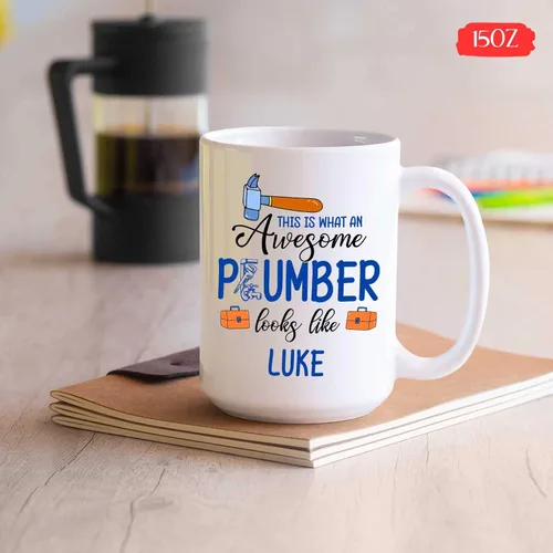 Vista 5 de Taza de café personalizada para fontanero – This Is What An Awesome Plumber Looks Like Taza – Taza de fontanero personalizada – Taza de fontanero