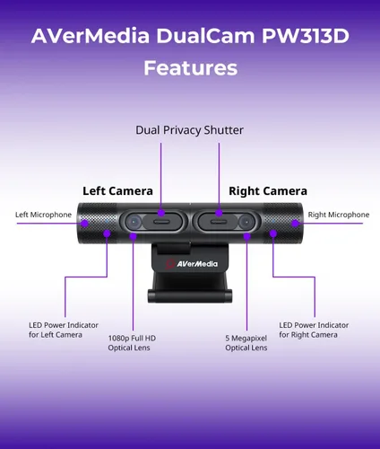 Vista 8 de AVerMedia PW313D DualCam 2K Cámara de documentos y cámara web para PC/Mac/portátil, enfoque automático, reducción de ruido con IA, enseñanza