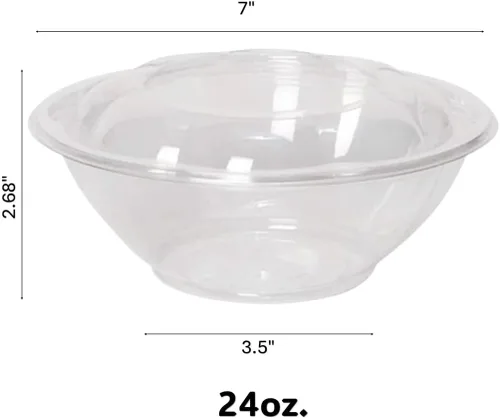 Vista 2 de Tazones desechables de 24 onzas con tapas de cúpula, recipientes de plástico transparente para ensaladas, a prueba de fugas: perfectos