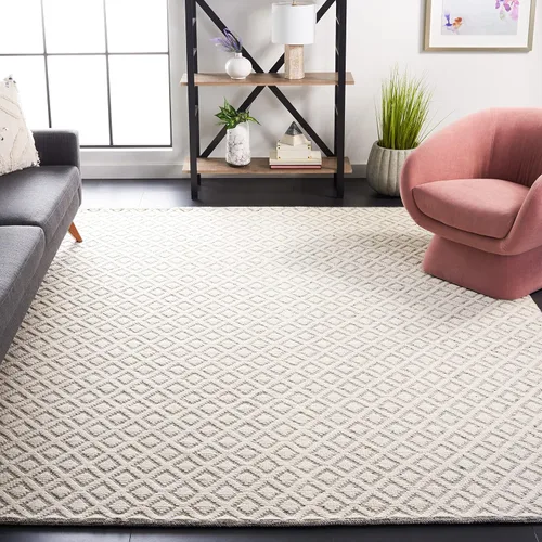 Vista 33 de SAFAVIEH Vermont Collection - Alfombra decorativa de 2 pies 3 pulgadas x 4 pies, marfil y negro, lana hecha a mano, ideal para zonas de alto tráfico