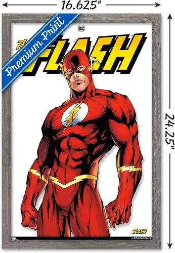 Vista 3 de Trends International DC Comics - Póster de pared The Flash Feature Series, 14.72 x 22.37 pulgadas, versión enmarcada de madera de granero