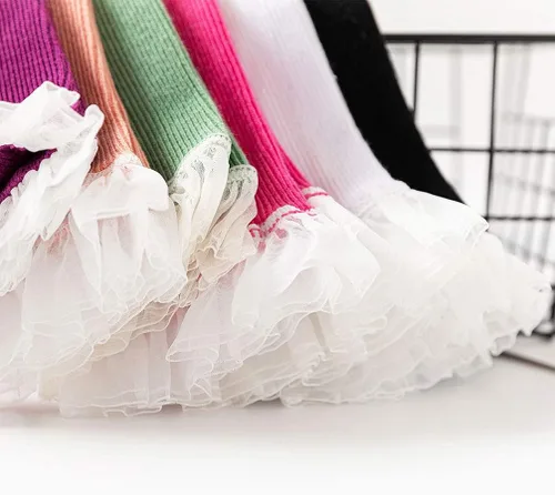 Vista 6 de SEMOHOLLI Calcetines de tobillo para mujer calcetines de tobillo con volantes de encaje para mujer moda para damas niñas princesa