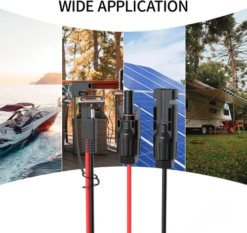 Vista 7 de ELFCULB Cable de extensión de panel solar SAE de 10 AWG de 10 pies a SAE 2 3.3 10 20 35 50 pies SAE con adaptador de polaridad inversa SAE