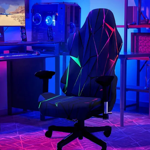 Vista 10 de Blacklight - Funda para silla de juegos – Funda para silla de juegos electrónicos de dragón neón reactivo a los rayos UV, protector de silla