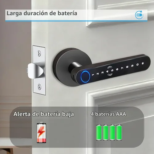 Vista 5 de EIYSIE Cerradura de puerta de huellas dactilares, perilla de puerta inteligente con teclado, manija de bloqueo de puerta de entrada sin llave