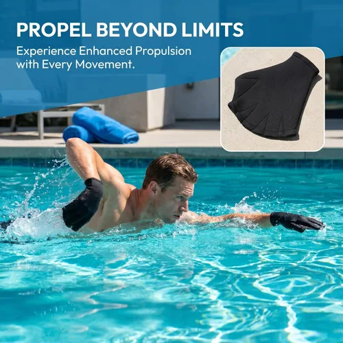 Vista 6 de BESPORTBLE Guantes de malla acuática para natación, entrenamiento acuático, resistencia al agua, ajuste acuático de entrenamiento acuático, palas