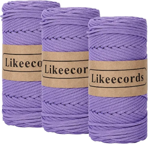 Vista 26 de Likeecords Cordón de macramé trenzado de poliéster de 0.157 in, 140 yardas, 426 pies, hilo elástico para bolsa de ganchillo para manualidades
