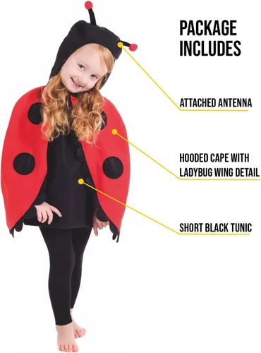 Vista 3 de fun shack Disfraz de mariquita con alas, disfraz de Lady Bug para bebé, disfraz de Lady Bug para niños pequeños, disfraz de Lady Bug para niños