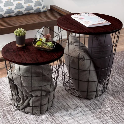 Vista 9 de Lavish Home - Mesas auxiliares apilables con almacenamiento