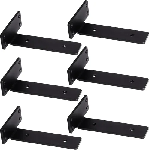 Vista 8 de CONNOO Soportes flotantes de alta resistencia, soportes de metal ocultos en L de 6 pulgadas para soporte de estantes, soportes de estante rústicos