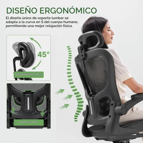Vista 8 de GTPLAYER Silla de oficina, silla de escritorio ergonómica para el hogar con malla de respaldo alto, sillas de escritorio de malla para computadora
