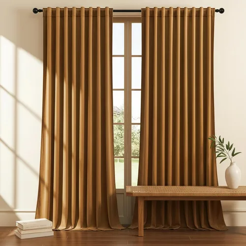 Vista 25 de Timeper Cortinas opacas de terciopelo negro de 42 pulgadas de ancho x 84 pulgadas de largo, cortinas opacas para dormitorio, sala de estar, cortinas